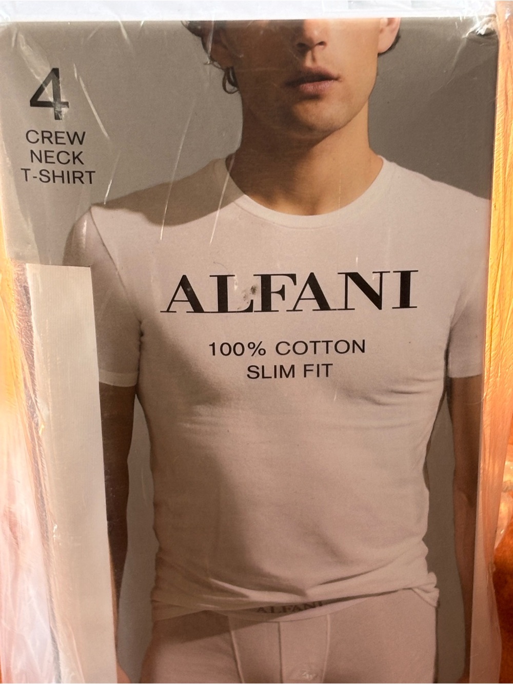 Alfani White Crew Neck Slim Fit Cotton T-Shirt - Men's